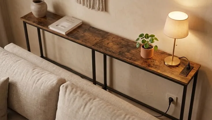 Mesa Consola Detras del Sofa con USB y Enchufe