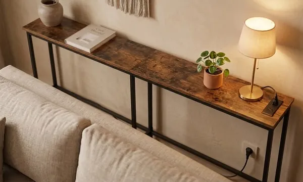 Mesa Consola Detras del Sofa con USB y Enchufe