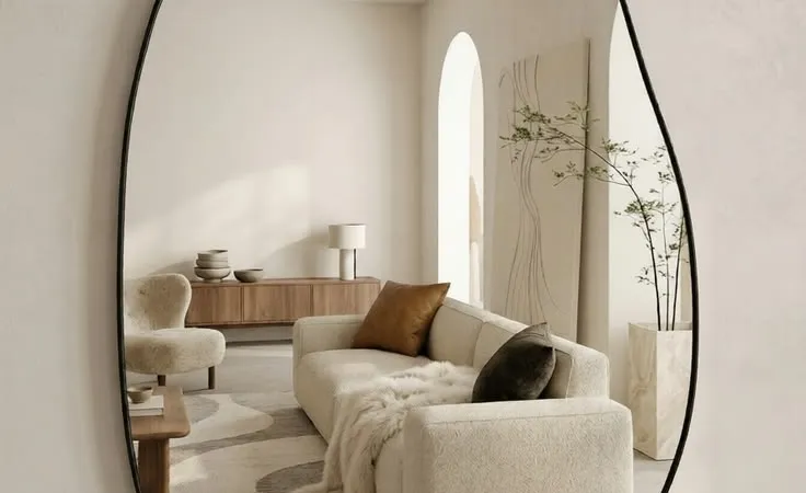 Espejo Organico Decorativo: Estilo y Amplitud para tu Living