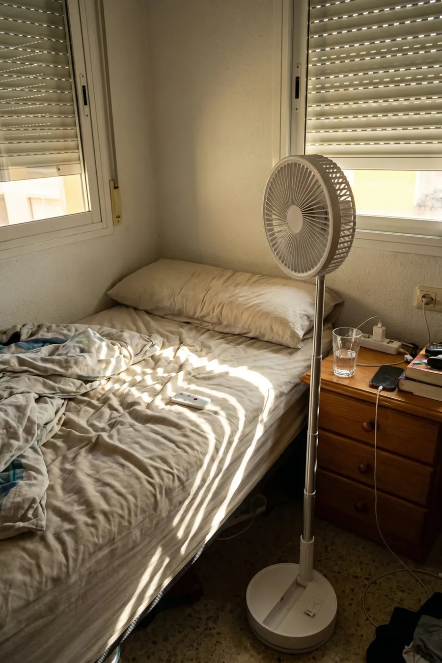 Dormir con calor y el enchufe en la otra punta: ventilador con batería